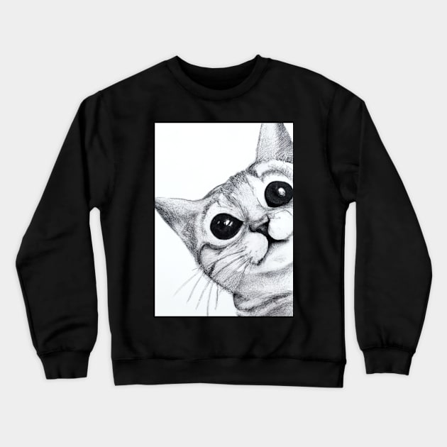 Cute Cat Drawing Crewneck Sweatshirt by maxcode